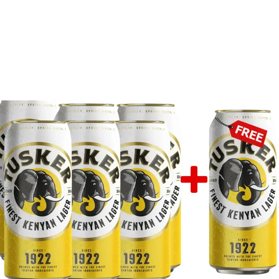 Tusker lager 500ml Buy 6 Get 1 Tusker FREE